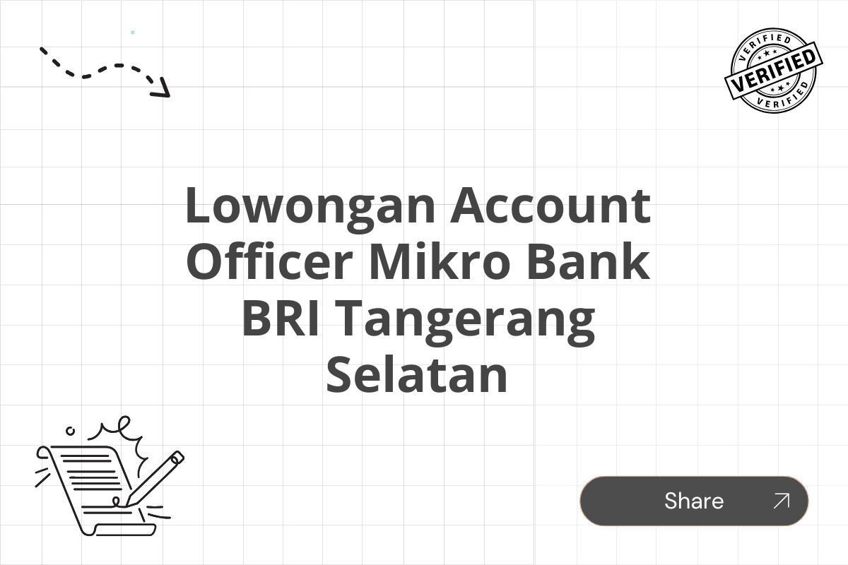 Lowongan Account Officer Mikro Bank BRI Tangerang Selatan