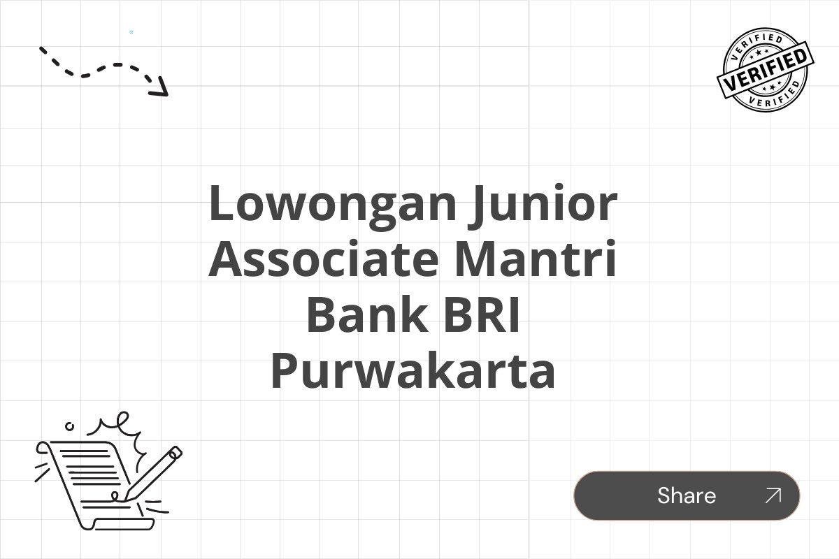 Lowongan Junior Associate Mantri Bank BRI Purwakarta