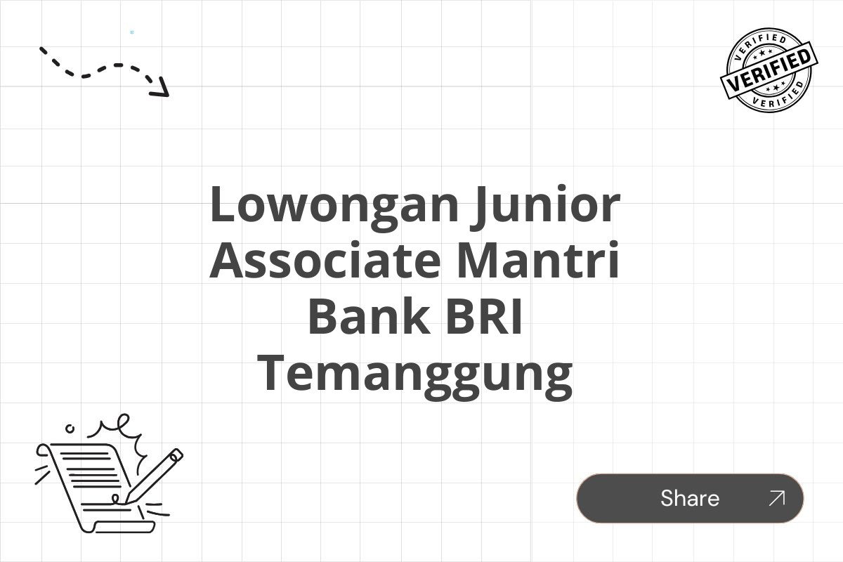 Lowongan Junior Associate Mantri Bank BRI Temanggung