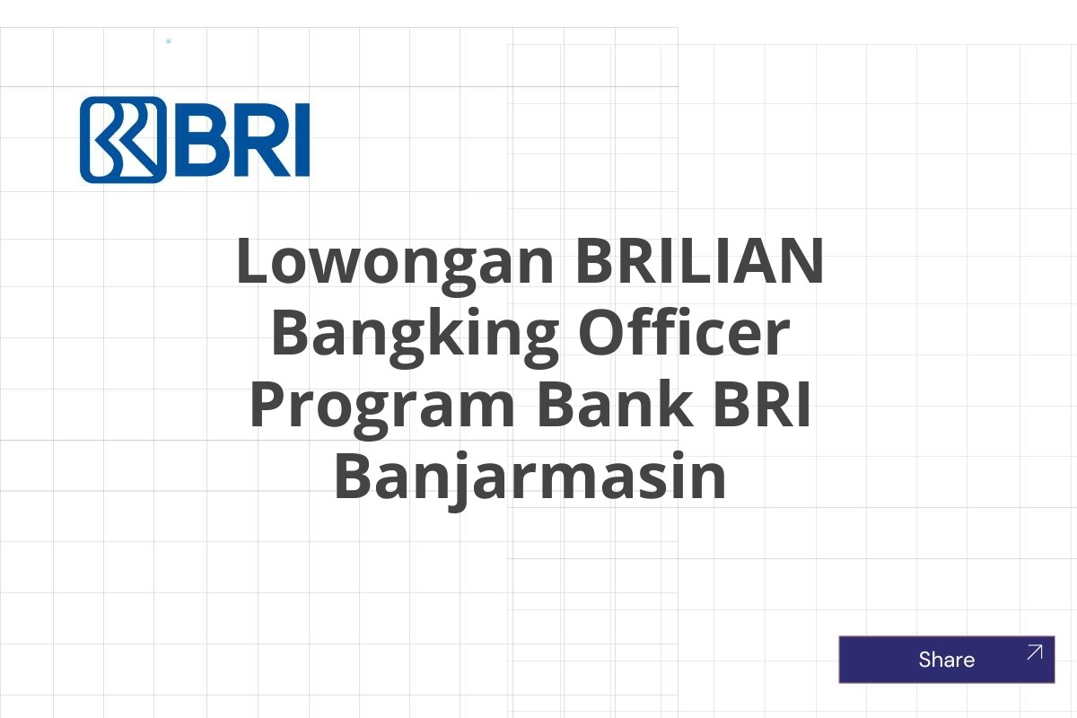 Lowongan BRILIAN Bangking Officer Program Bank BRI Banjarmasin