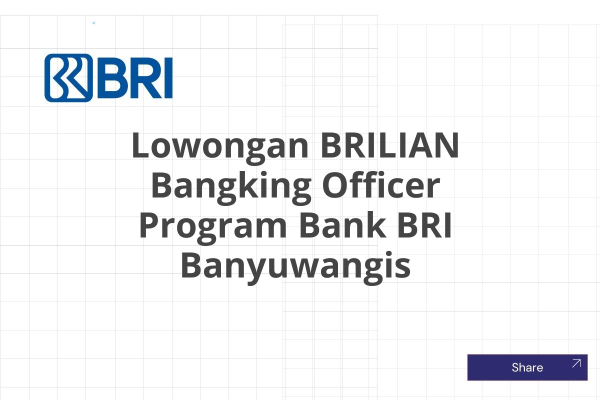 Lowongan BRILIAN Bangking Officer Program Bank BRI Banyuwangis