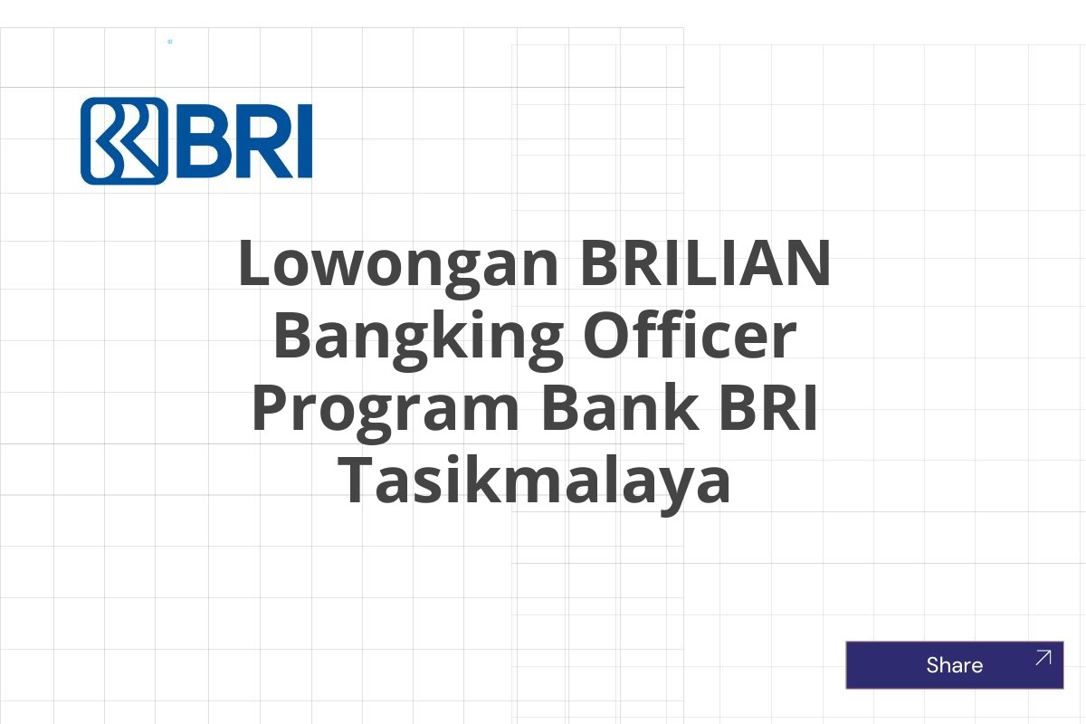 Lowongan BRILIAN Bangking Officer Program Bank BRI Tasikmalaya