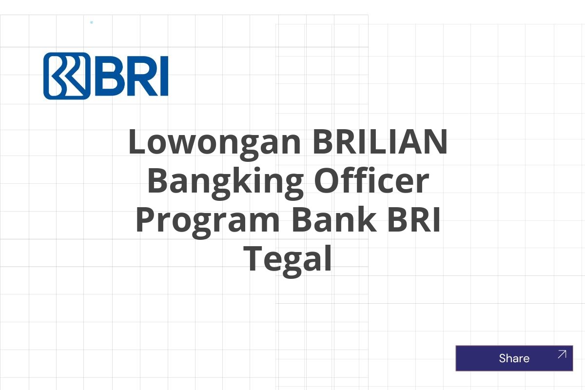 Lowongan BRILIAN Bangking Officer Program Bank BRI Tegal